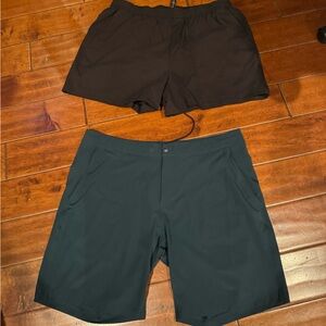 lululemon athletica Black and Dark Green Athletic Shorts